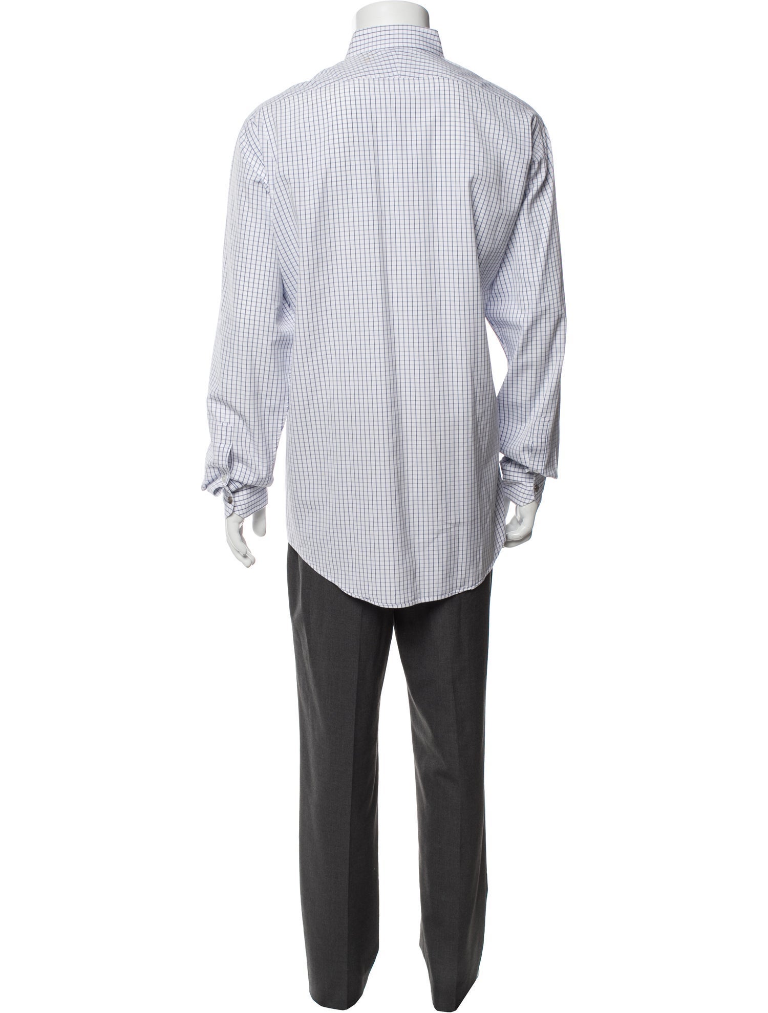 Hermès Plaid Print Long Sleeve Dress Shirt